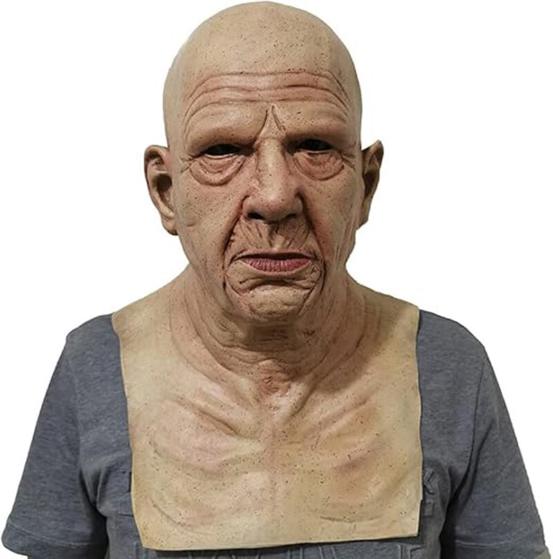 Halloween Realistic Old Man Latex Masks Wrinkle Face Bald Man Horror Masquerade
