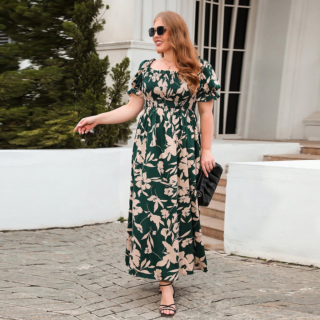Womens Plus-Size Printed Bohemian French-Style Midi Dress – photo 2 of 5