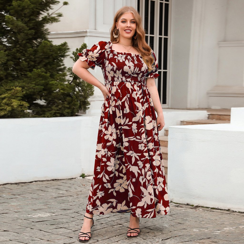 Womens Plus-Size Printed Bohemian French-Style Midi Dress – photo 4 of 5
