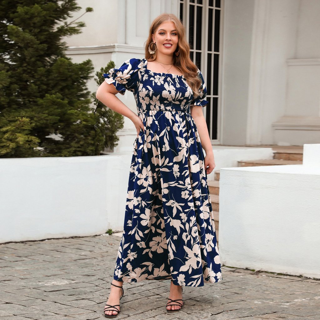 Womens Plus-Size Printed Bohemian French-Style Midi Dress – photo 5 of 5