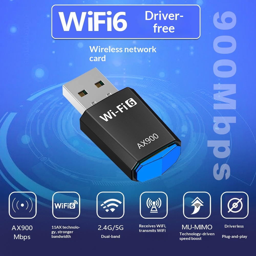 Plug and Play WiFi 6 USB Wireless Network Adapter - Dual Band 5GHz Receiver Transmitter for Deskt…