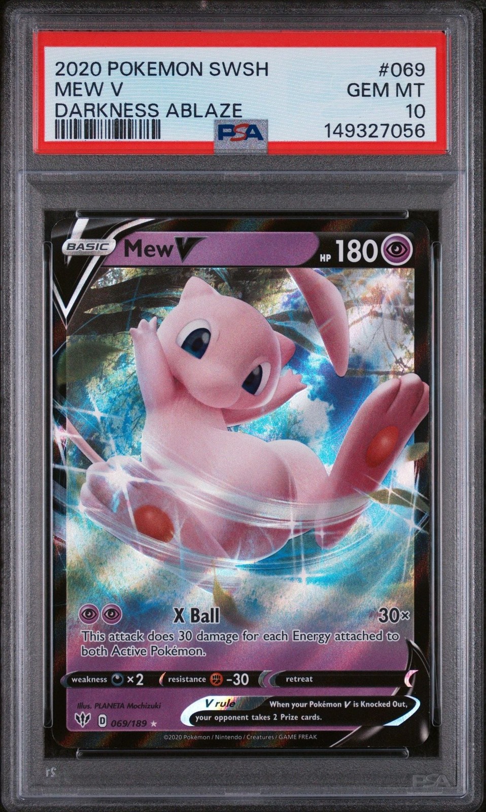Graded 2020 Pokemon SWSH Darkness Ablaze Mew V #069 Trading Card PSA 10 Gem Mint
