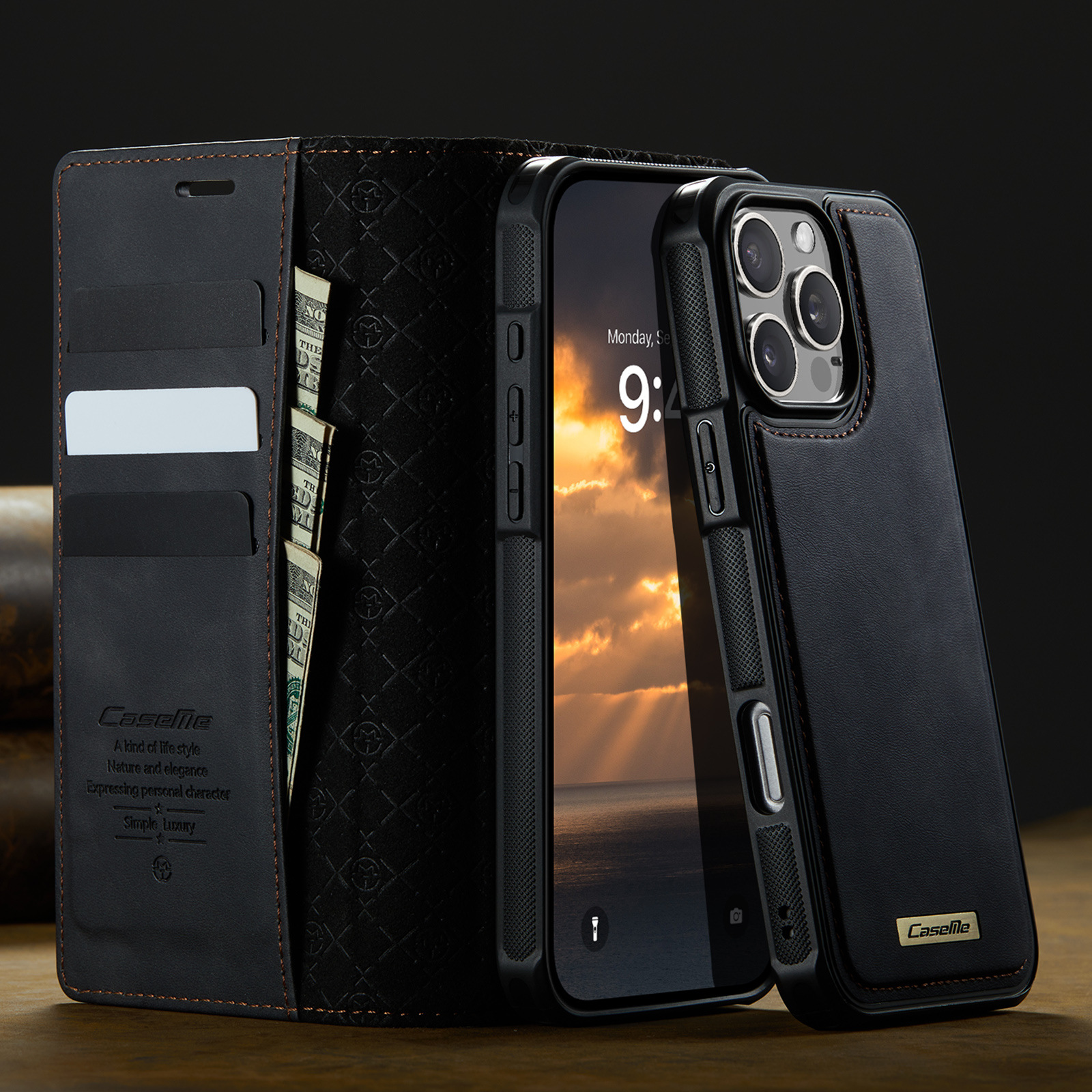 Magnetic Two-in-One Wireless Charging Stand Leather Case