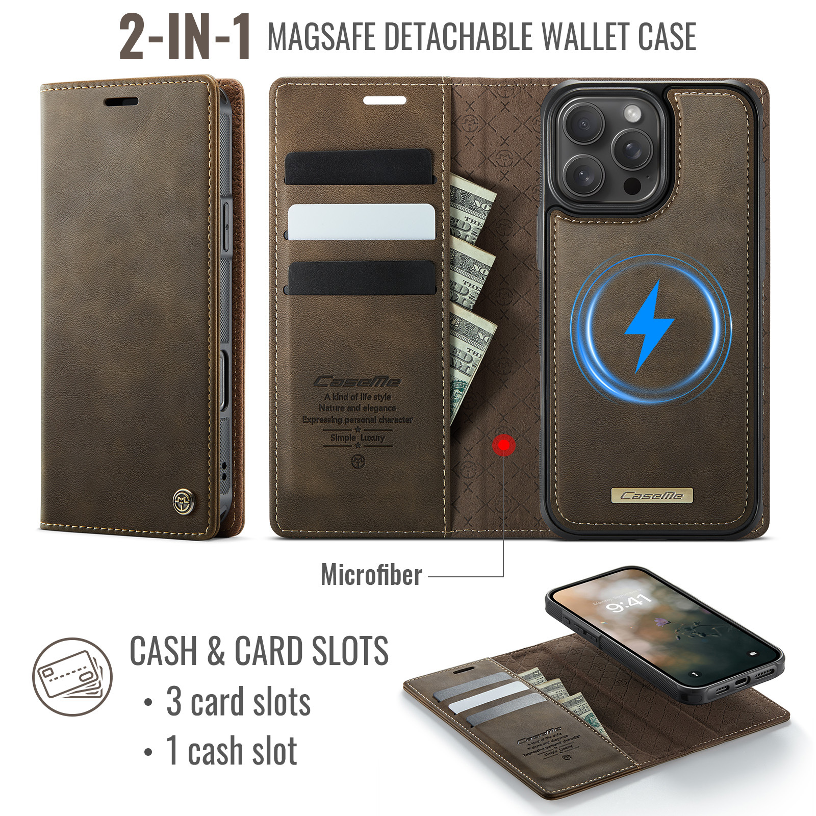 Magnetic Two-in-One Wireless Charging Stand Leather Case – photo 5 sur 5