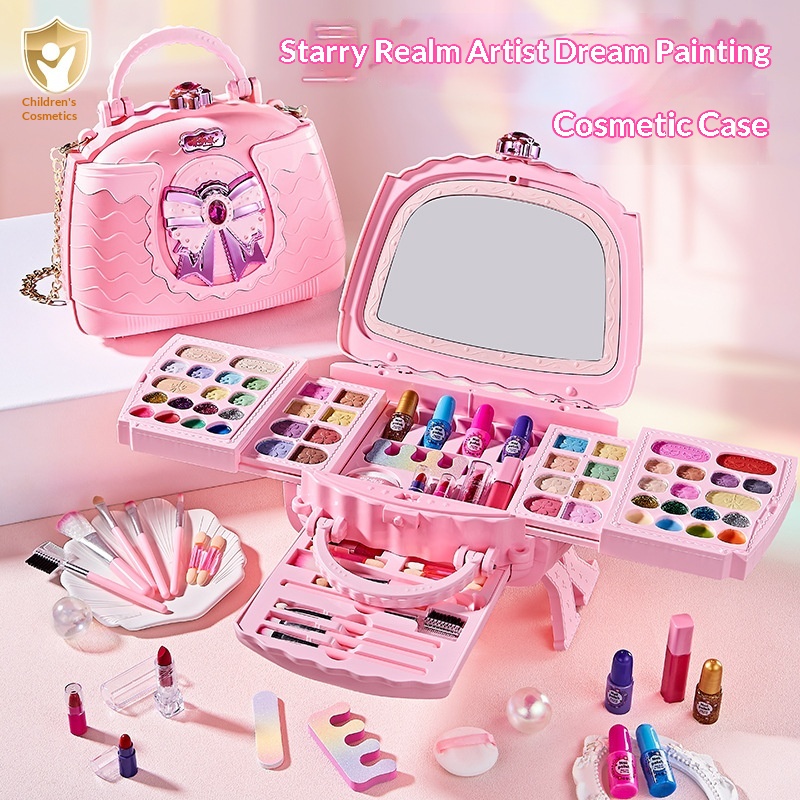 Kids' Makeup Pretend Play Portable Vanity Set Toy Kit