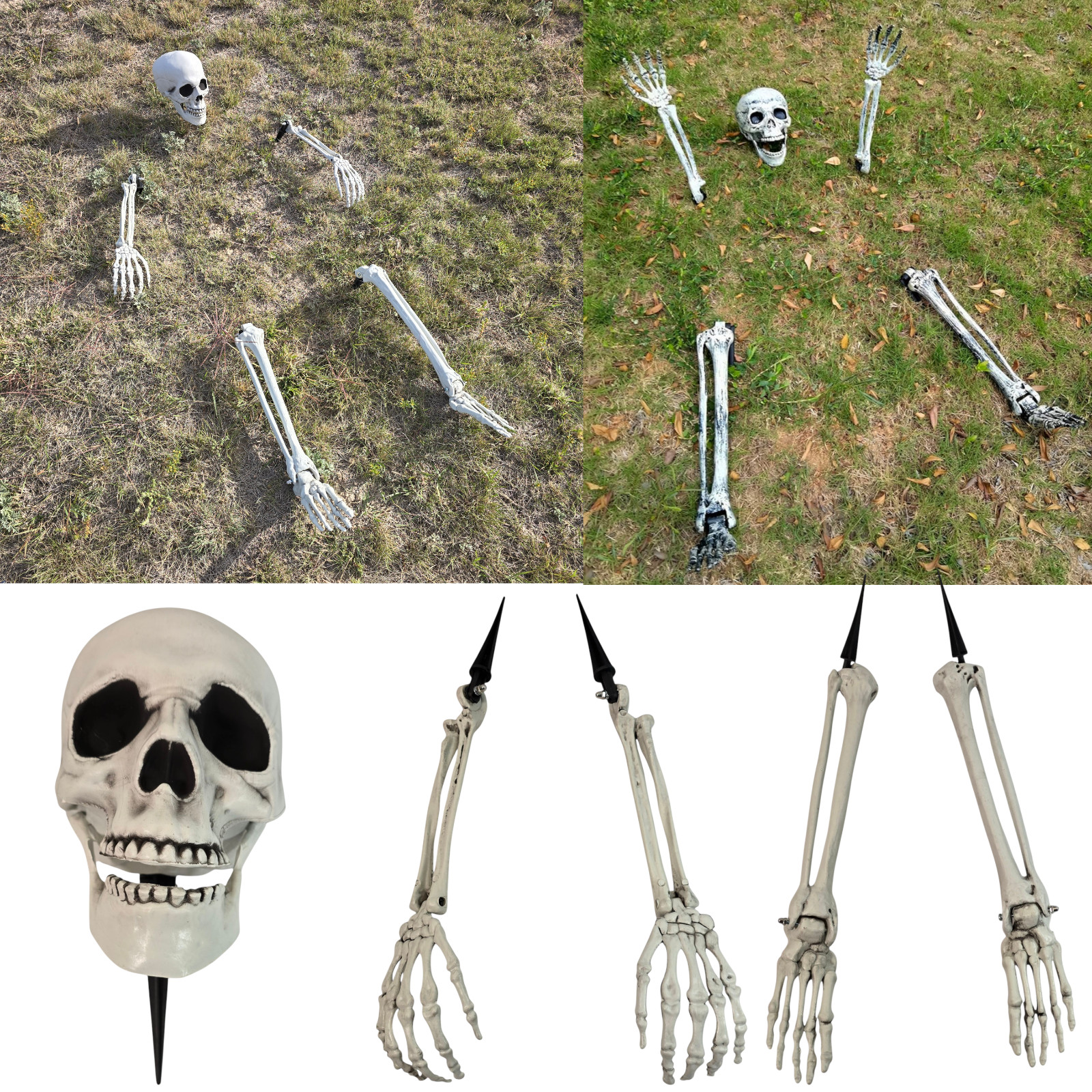 Halloween Skeleton Skull Arms Legs Lawn Ground Set Decoration