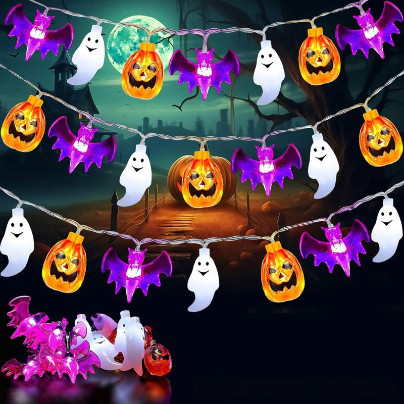 ハロウィン装飾ストリングライト 透明ゴーストテーマストリングライト