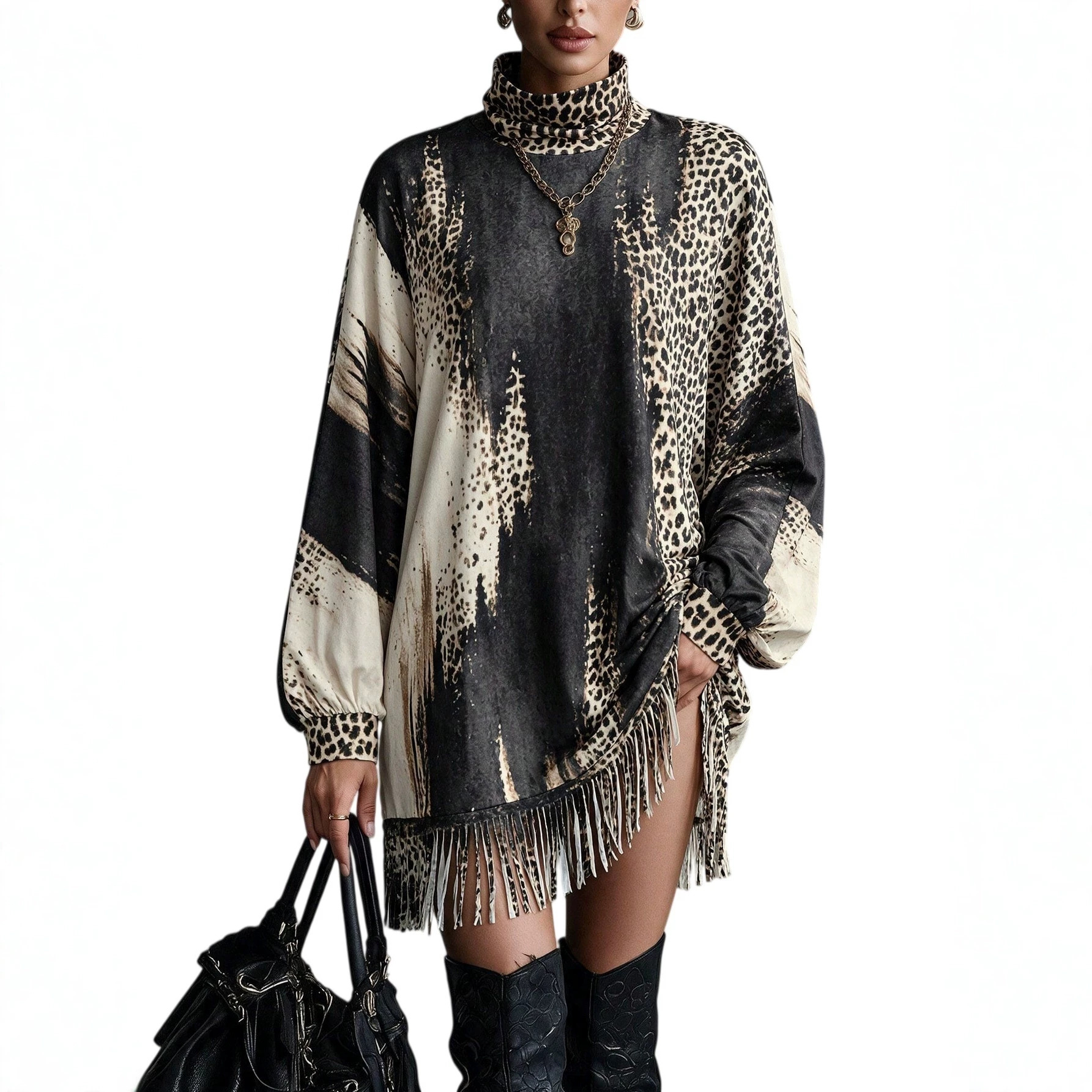Women's Loose-Fit Tassel Knitted Dress – photo 3 of 5