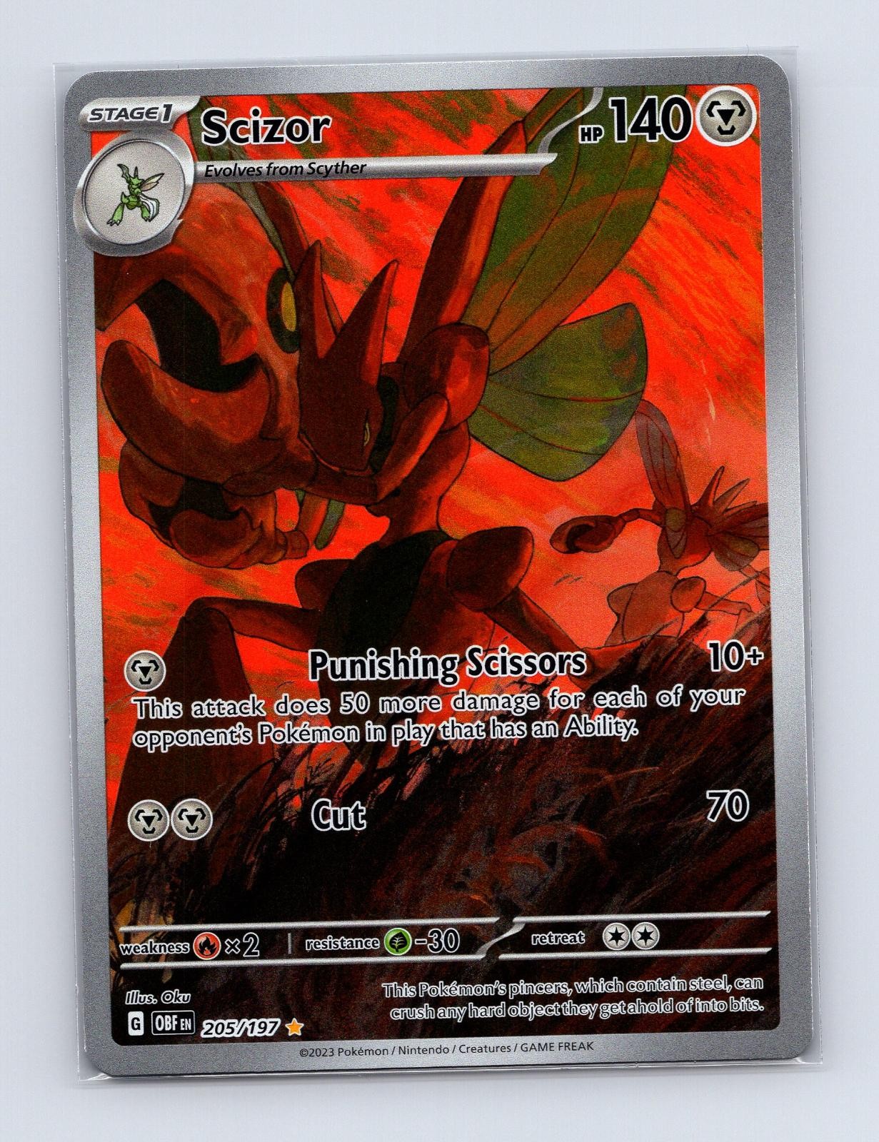 Scizor 205/197 Oku Illustration Rare Holo 2023 Obsidian Flames NM