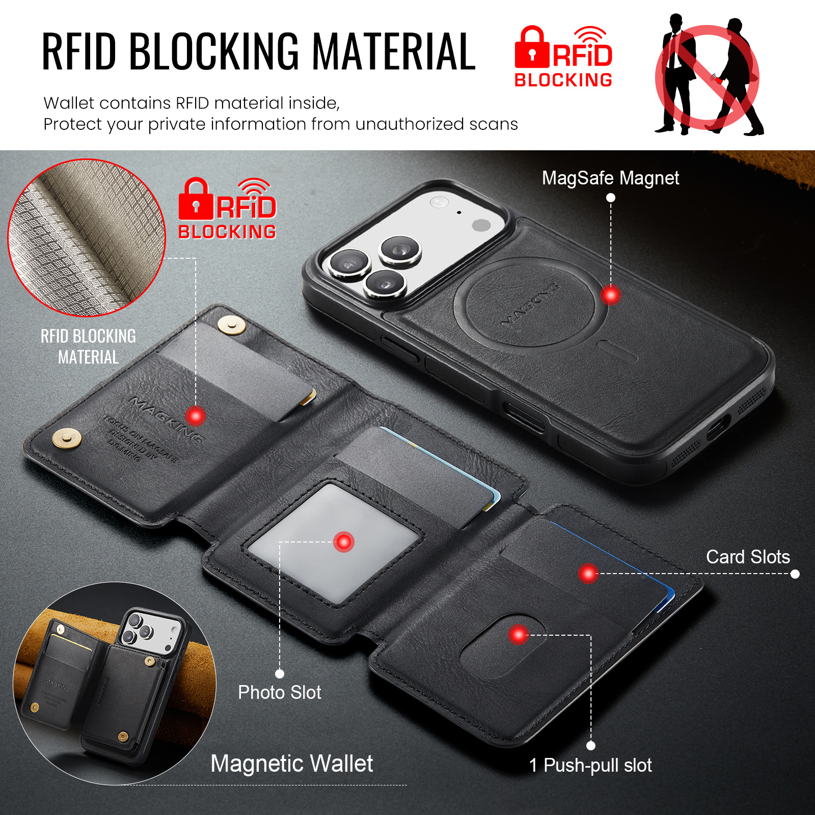 Magnetic Wireless Charging Phone Case Protective Leather Cover – photo 4 of 5