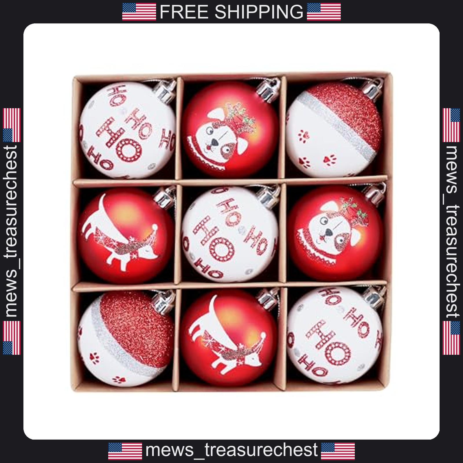 gift idea sorted 🎁 Christmas Dog Ornaments Set 9ct, 2.36 inch, Red &…