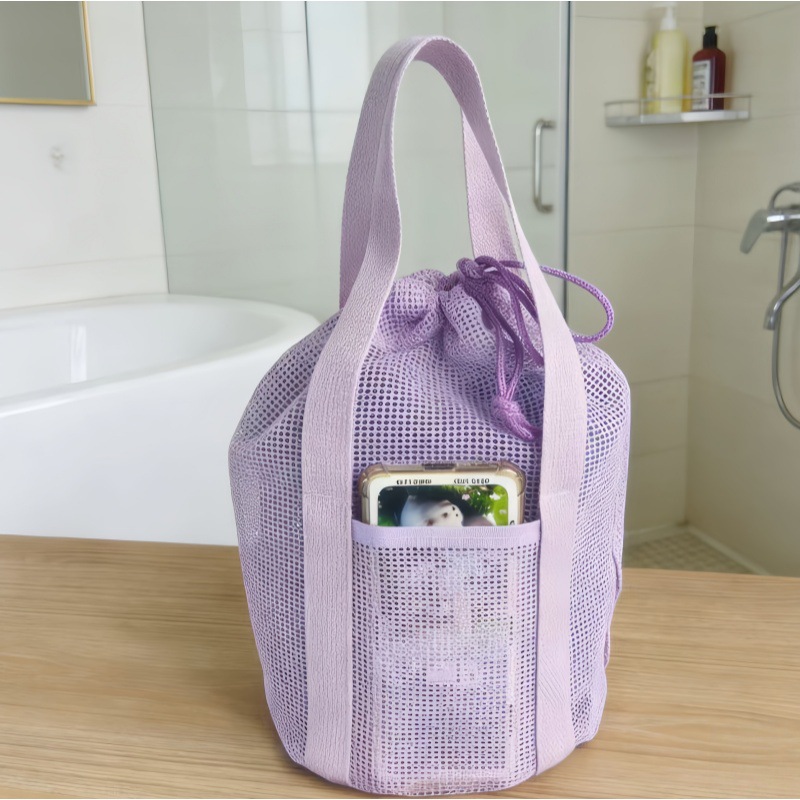 Round Travel Toiletry Makeup Drawstring Mesh Bag – photo 2 of 5