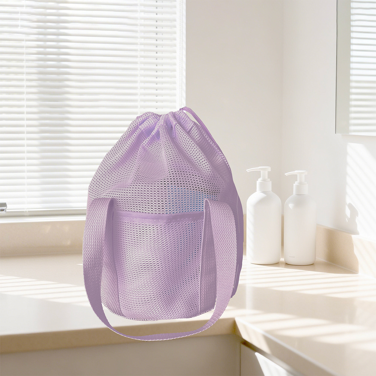 Round Travel Toiletry Makeup Drawstring Mesh Bag – photo 4 of 5