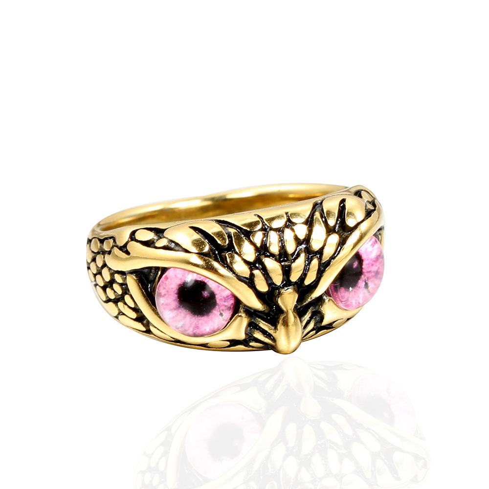 Retro Halloween Owl Titanium Steel Ring – photo 2 of 5