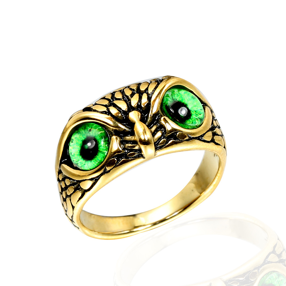 Retro Halloween Owl Titanium Steel Ring – photo 4 of 5