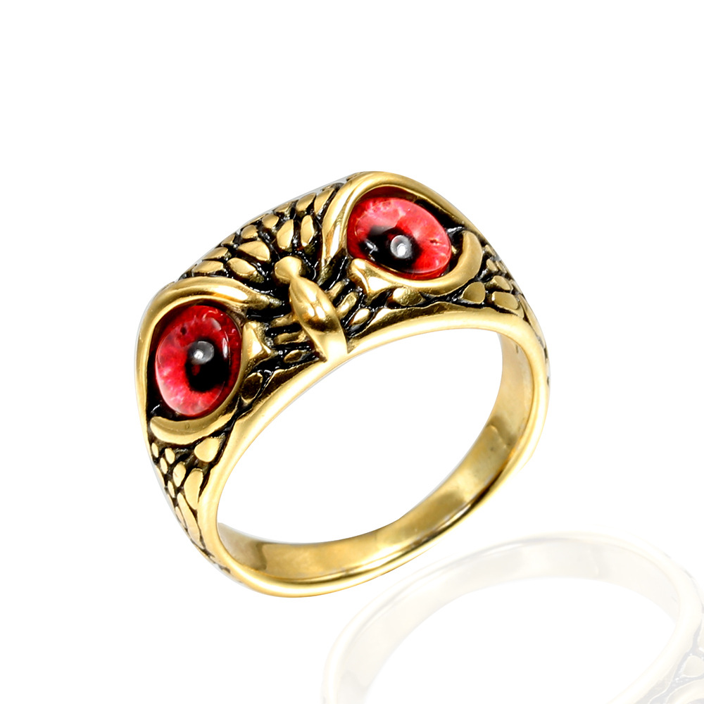 Retro Halloween Owl Titanium Steel Ring – photo 5 of 5