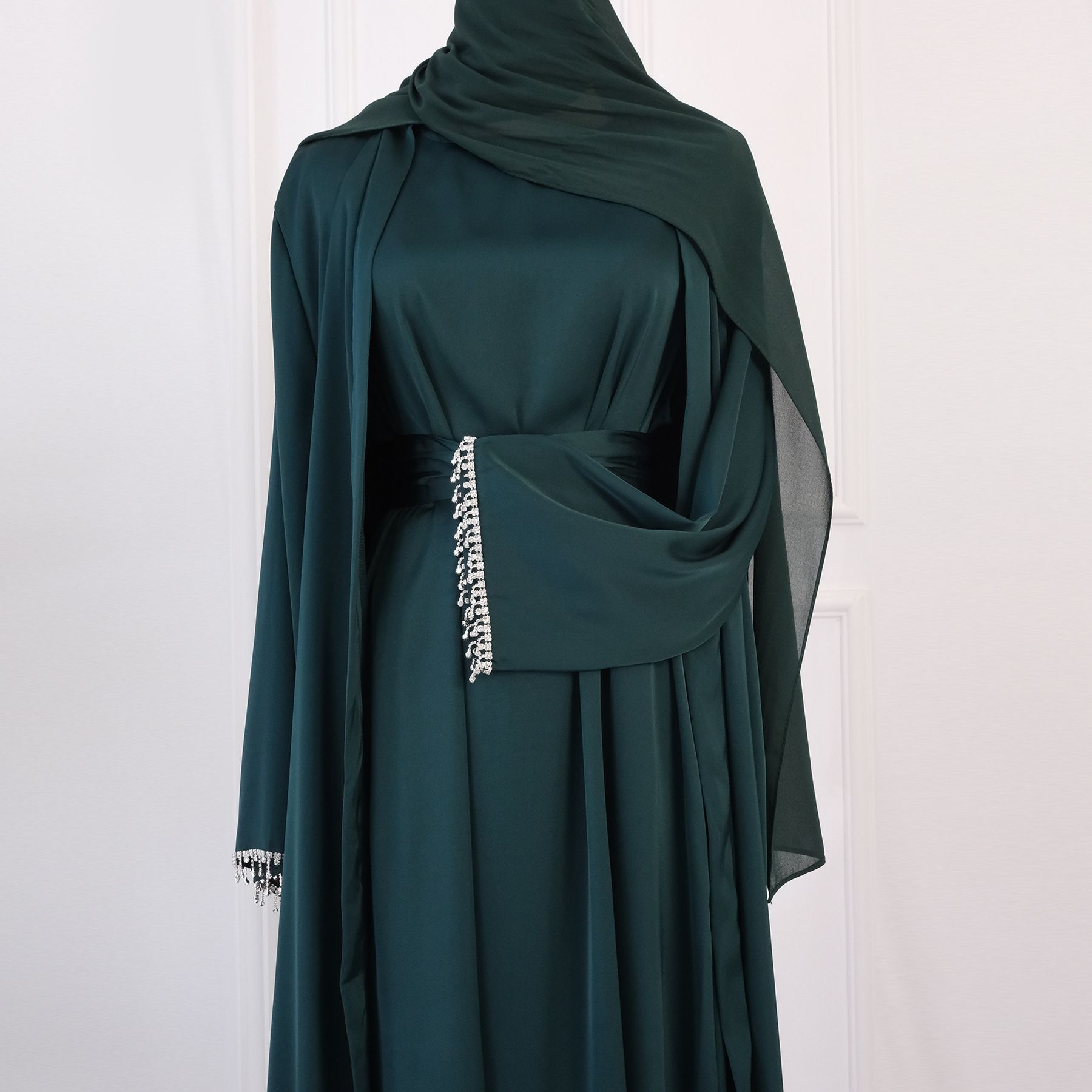 Summer Solid-color Beaded Cardigan With A Matching Slip Dress – photo 4 of 5
