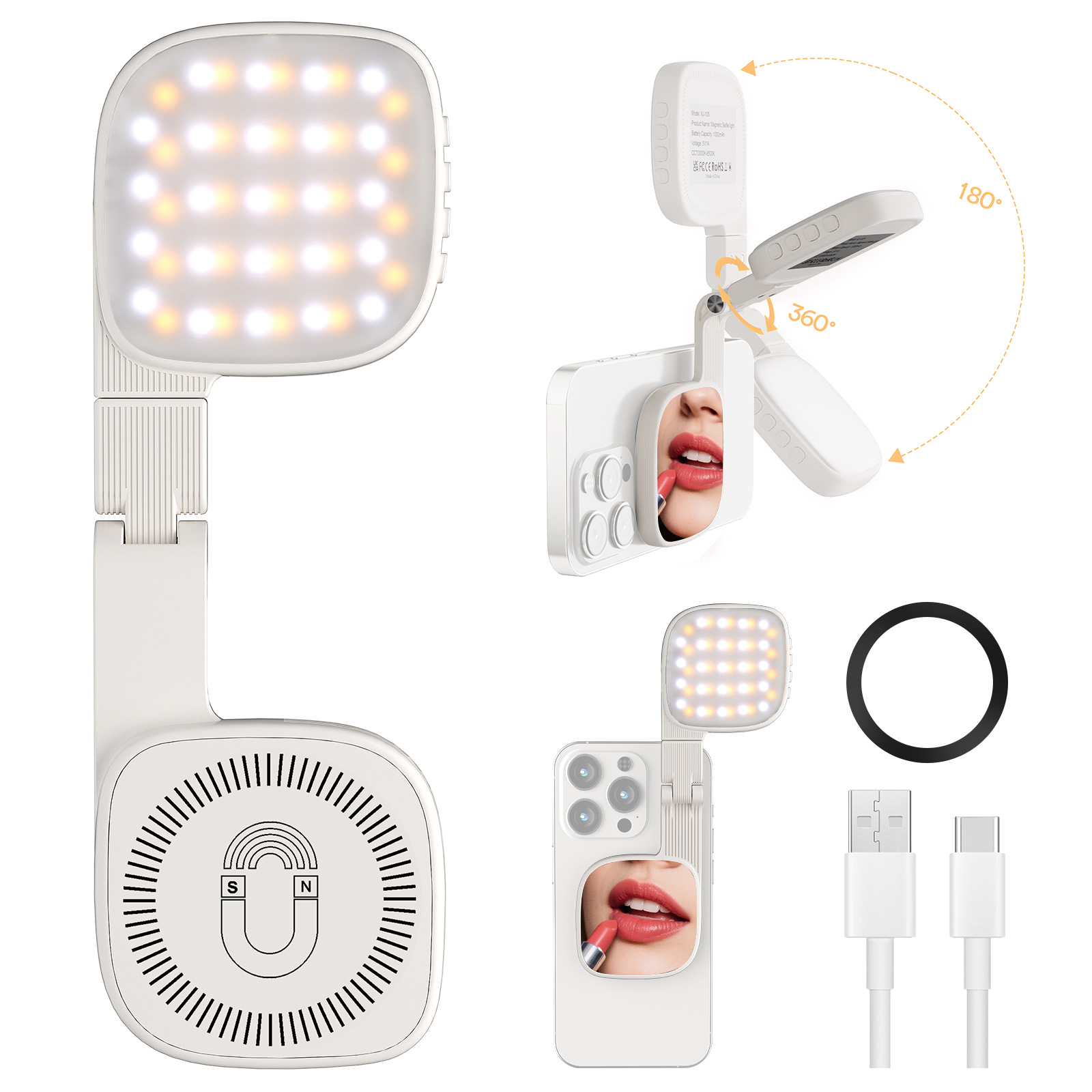 Magnetic Flip-Open Phone Fill Light Mini Portable LED Makeup Mirror – photo 5 of 5