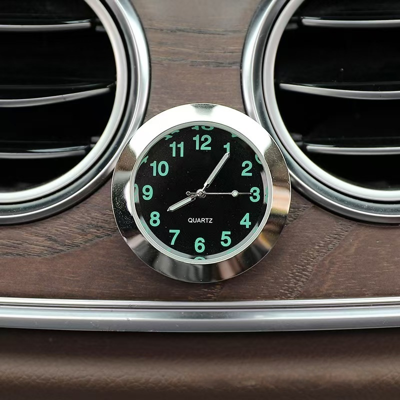 車載用 粘着式 丸型時計 43mm クォーツアナログ時計