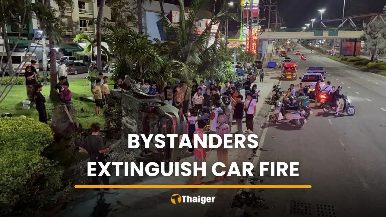 Brit in Pattaya crash as car catches fire, red-light run alleged…