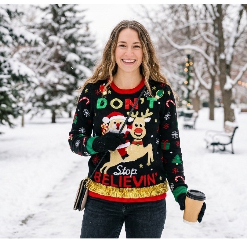 gift idea sorted 🎁 NO BOUNDARIES Ugly Sweater Women Christmas Santa…