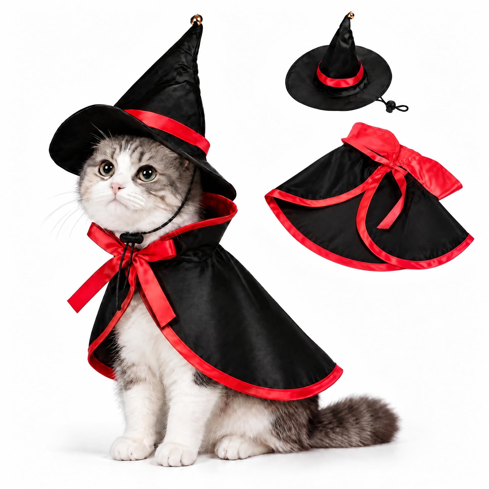 DASHUMIL Halloween Pet Costume,Vampire Cape Wizard Hat Set for Cats Dogs