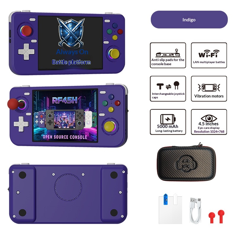 RF45H レトロハンドヘルドゲーム機 4.5インチ横画面 オープンソース WiFi 2人対戦オンラインバトル ポータブルゲーミングデバイス – photo 2 of 5