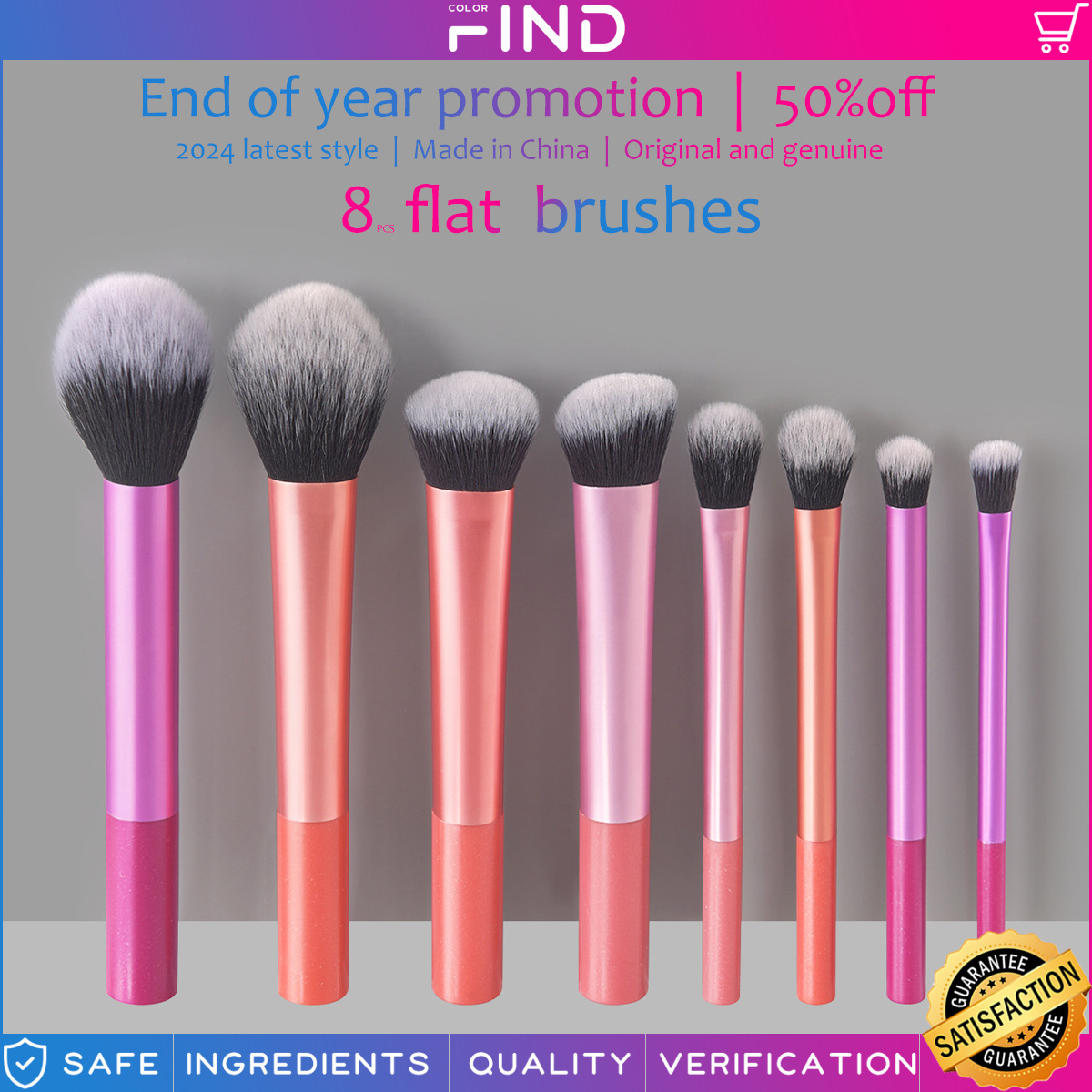 8-piece Long-handled Makeup Brush Set Multicolor Ultra-soft – photo 2 of 5
