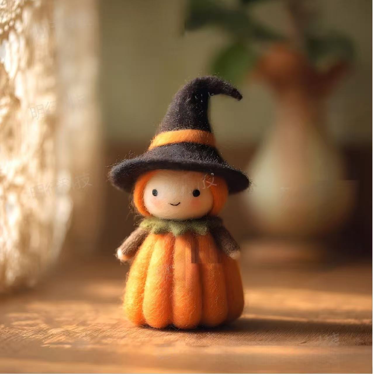 Wool Felt Halloween Ghost And Pumpkin Holiday Gift Ornament – photo 2 of 5
