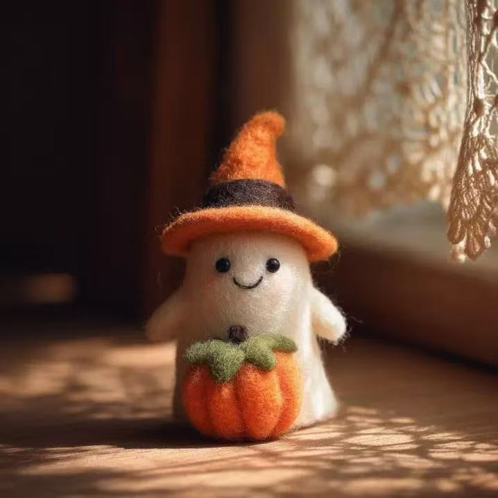 Wool Felt Halloween Ghost And Pumpkin Holiday Gift Ornament – photo 3 of 5