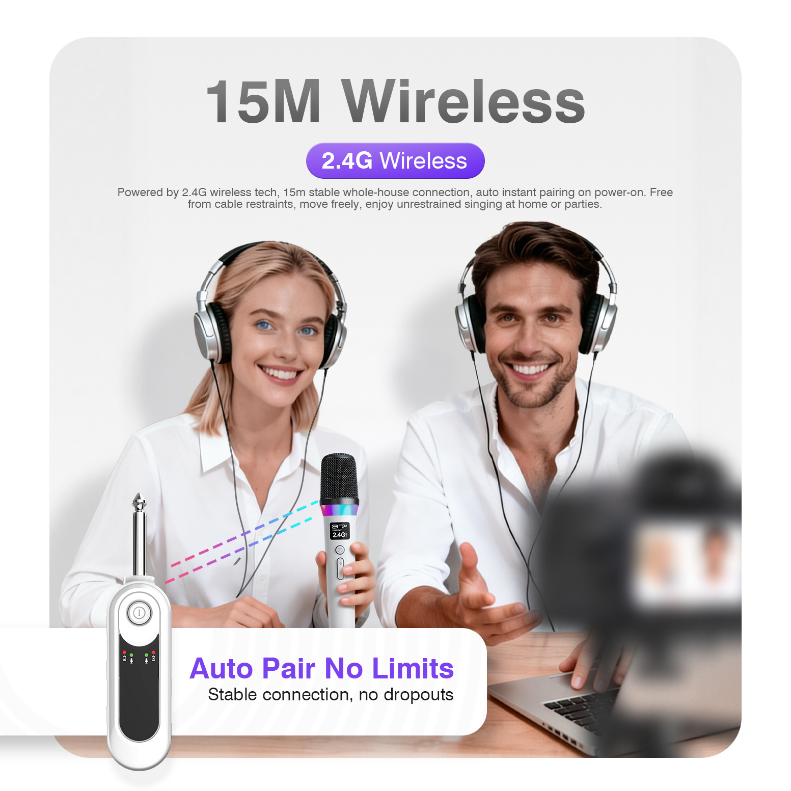 Wireless Microphone Home Karaoke Sound Card One-to-Two Smart AI Microphones – photo 3 of 5