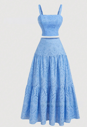 Hollow-out Long Dress Bohemian-style Set – photo 2 of 5