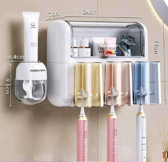 Wall Mounted Toothbrush Holder With Cup - No Drilling Bathroom Storage Rack For Toothpaste And Ri… – photo 3 of 5