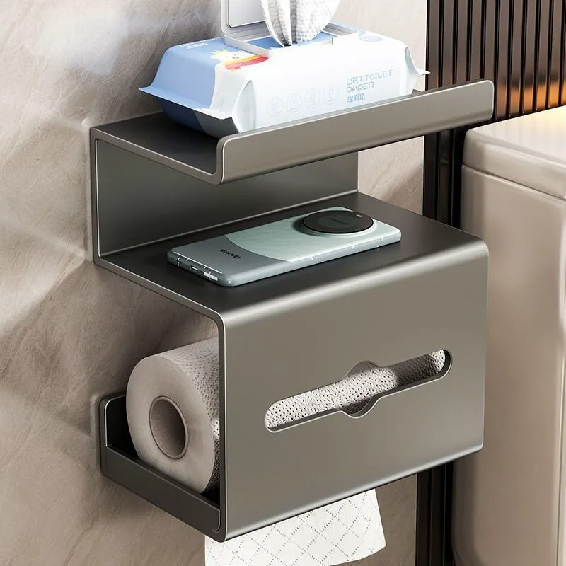 Wall Mounted Bathroom Toilet Paper Holder - Adhesive Roll Dispenser For Restroom