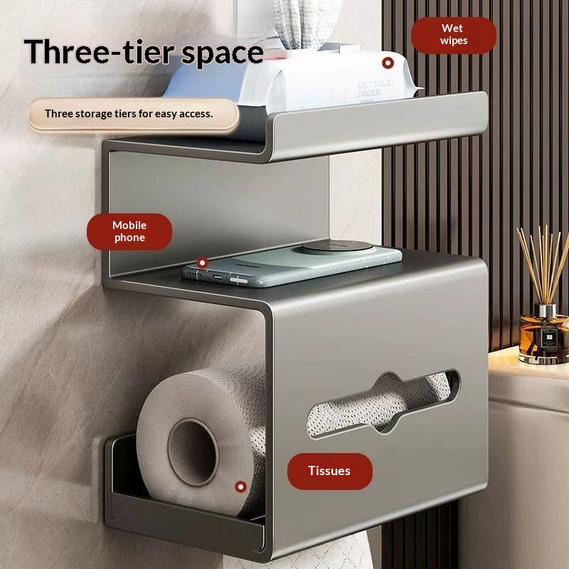 Wall Mounted Bathroom Toilet Paper Holder - Adhesive Roll Dispenser For Restroom – photo 3 of 5