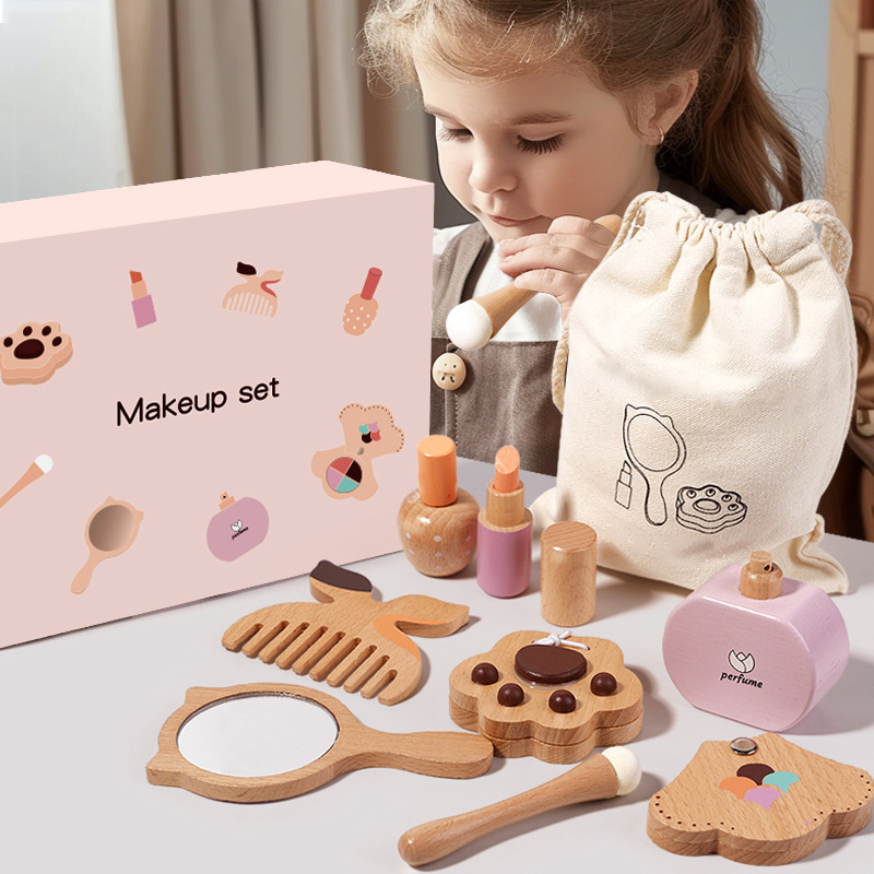 子供用木製プリンセスお化粧バッグセット、模造化粧品付き – photo 2 of 5
