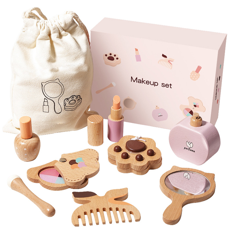 子供用木製プリンセスお化粧バッグセット、模造化粧品付き – photo 3 of 5