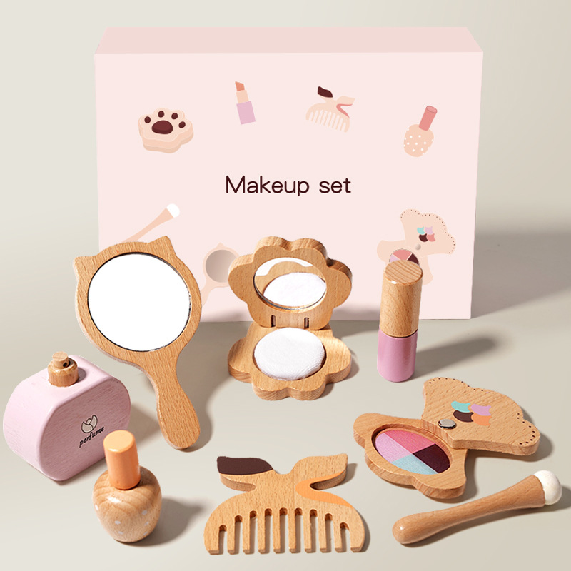 子供用木製プリンセスお化粧バッグセット、模造化粧品付き – photo 4 of 5