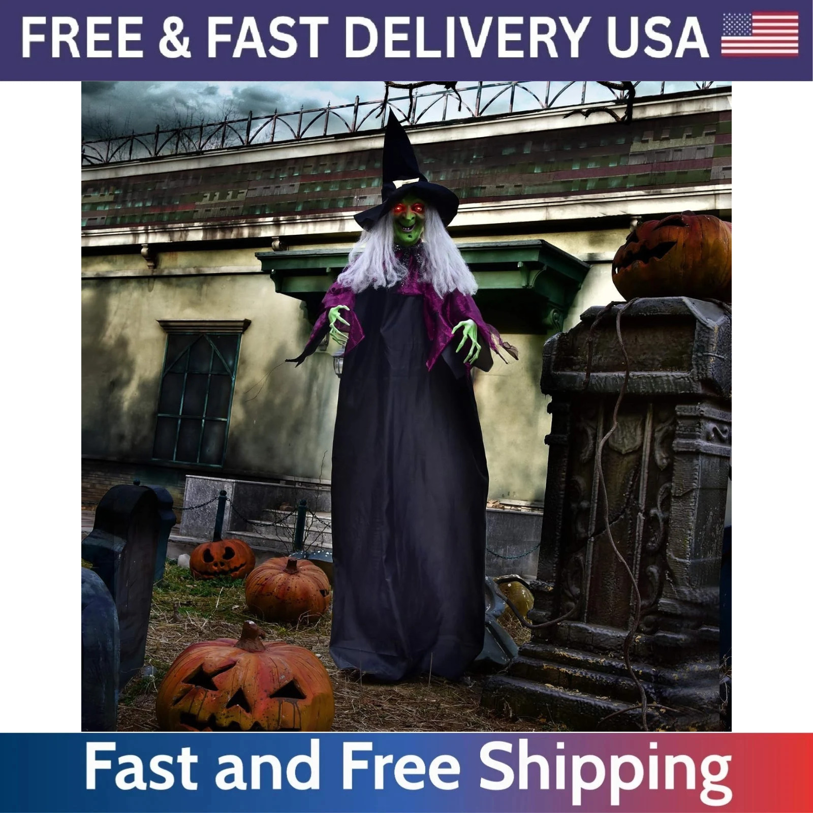 72” Halloween Decorations - Hanging Animatronic Witch Eyes for Haunted House Pro