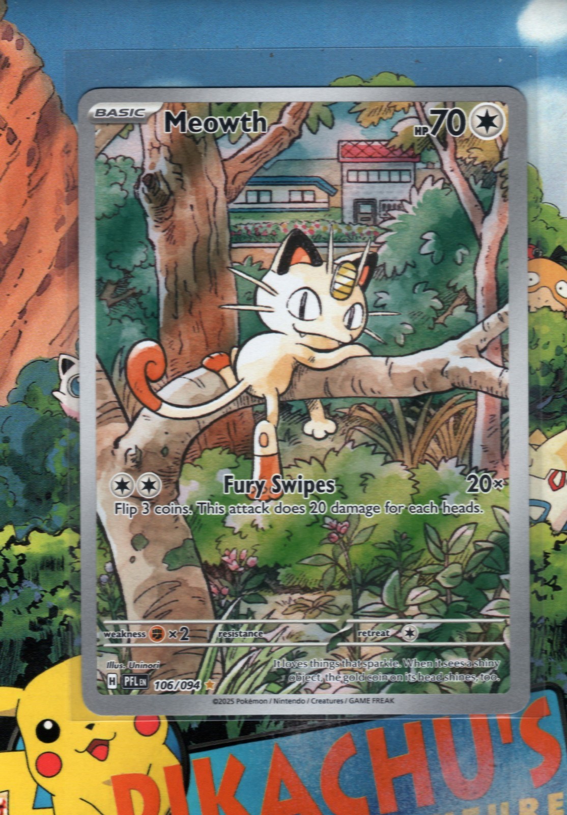 Pokémon TCG ME02: Phantasmal Flames Meowth 106/094 Illustration Rare NM/M