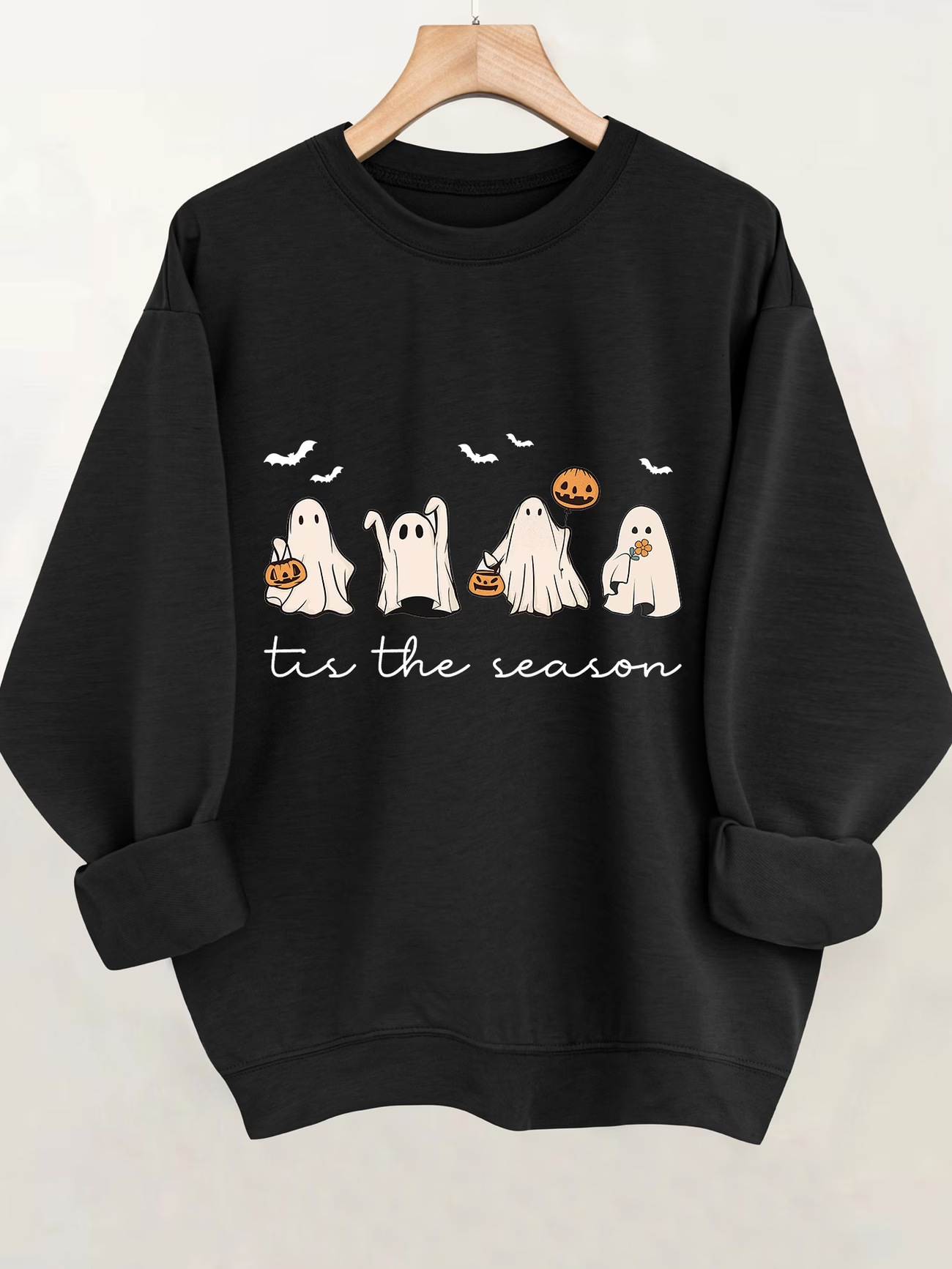 ゆったりフィット レディース ハロウィン ゴースト柄 ラウンドネックセーター – photo 5 of 5