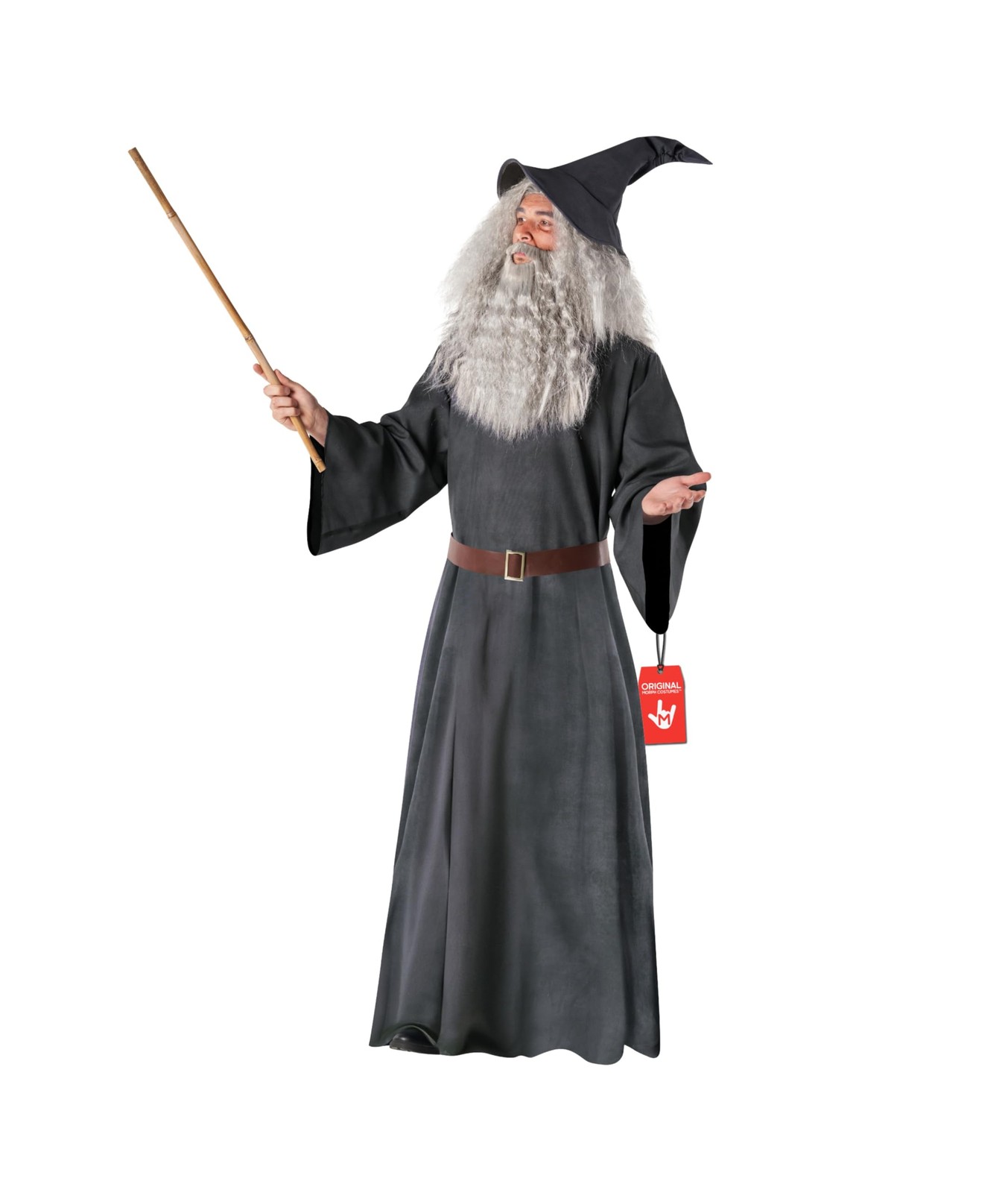 Men`s Gandalf Costume + Wig & Beard Adult Gray Wizard Sorcerer Robe Halloween
