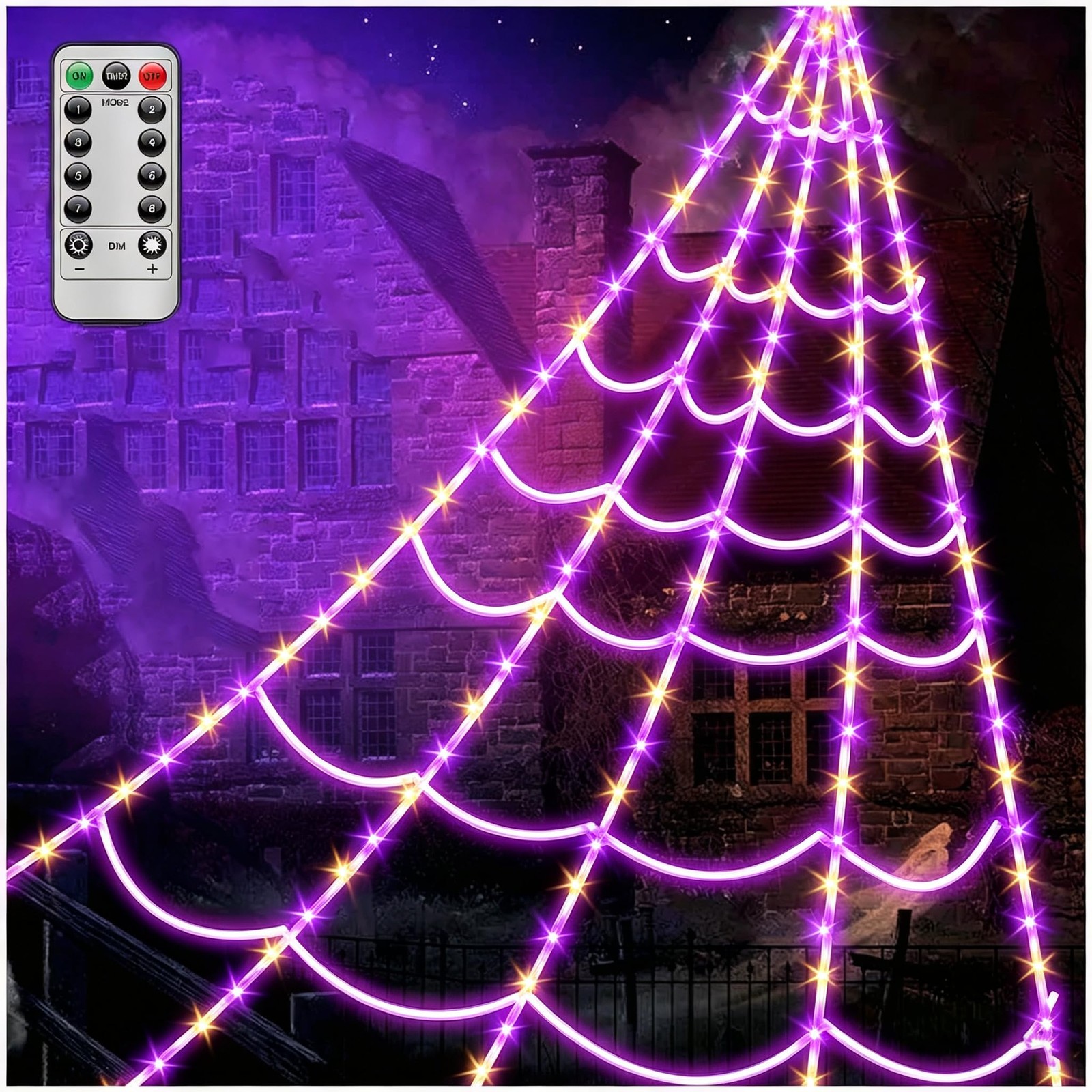 Halloween Spider Web Lights 450 LEDs Outdoor Halloween String Lights with Spider