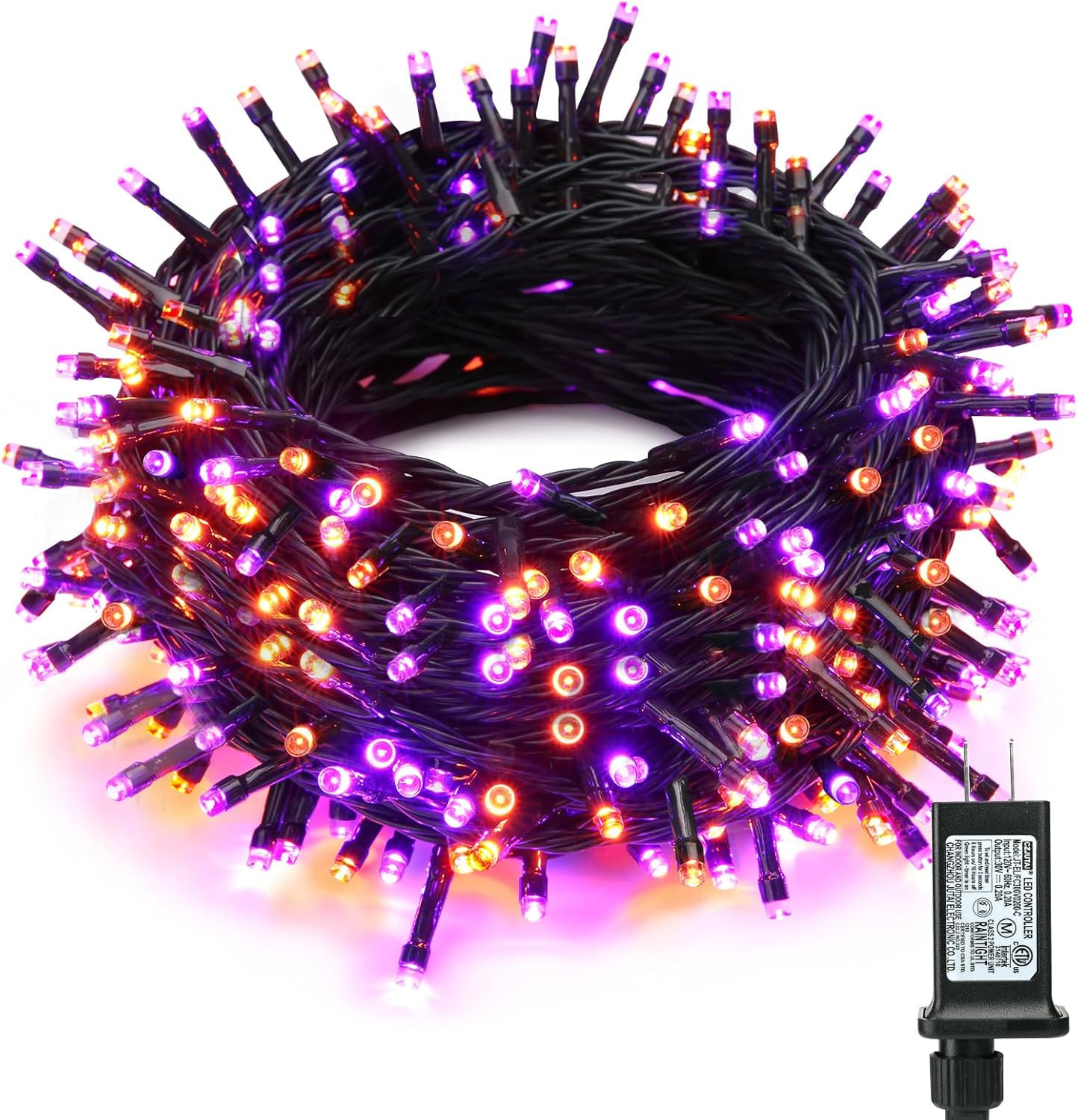 Halloween String Lights 300 LED Orange Purple 98.4 Ft Outdoor Indoor 8 Modes