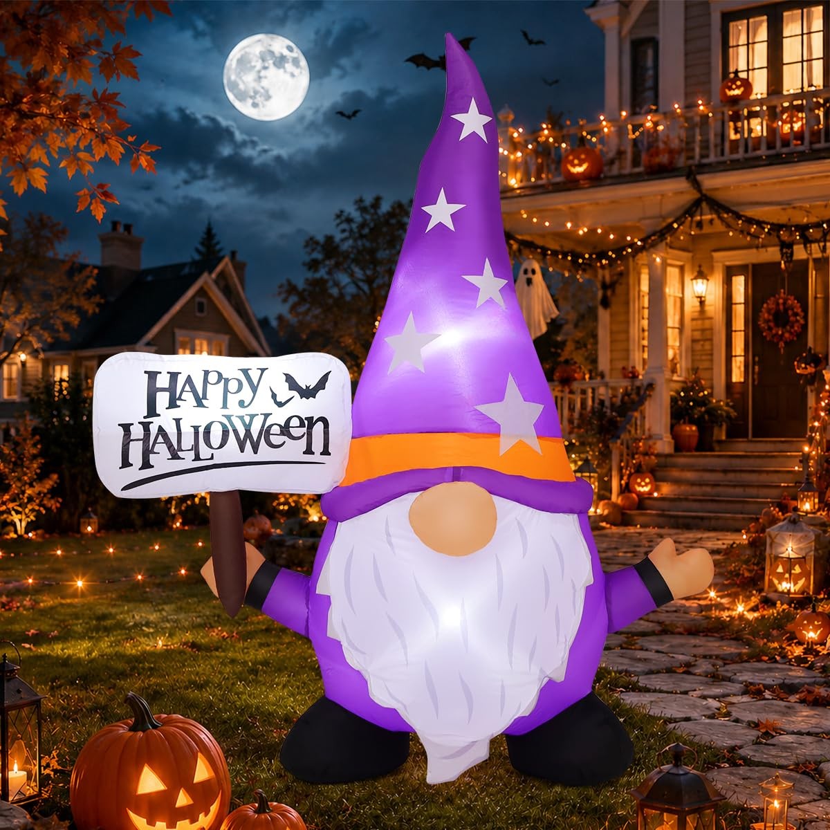 5 Ft Gnome LED Lighted Halloween Inflatable Outdoor Blow Up Decoration Clearance