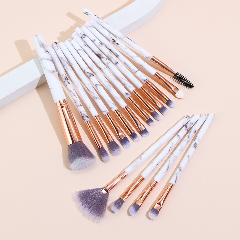 16-piece White Marble-patterned Makeup Brush Set