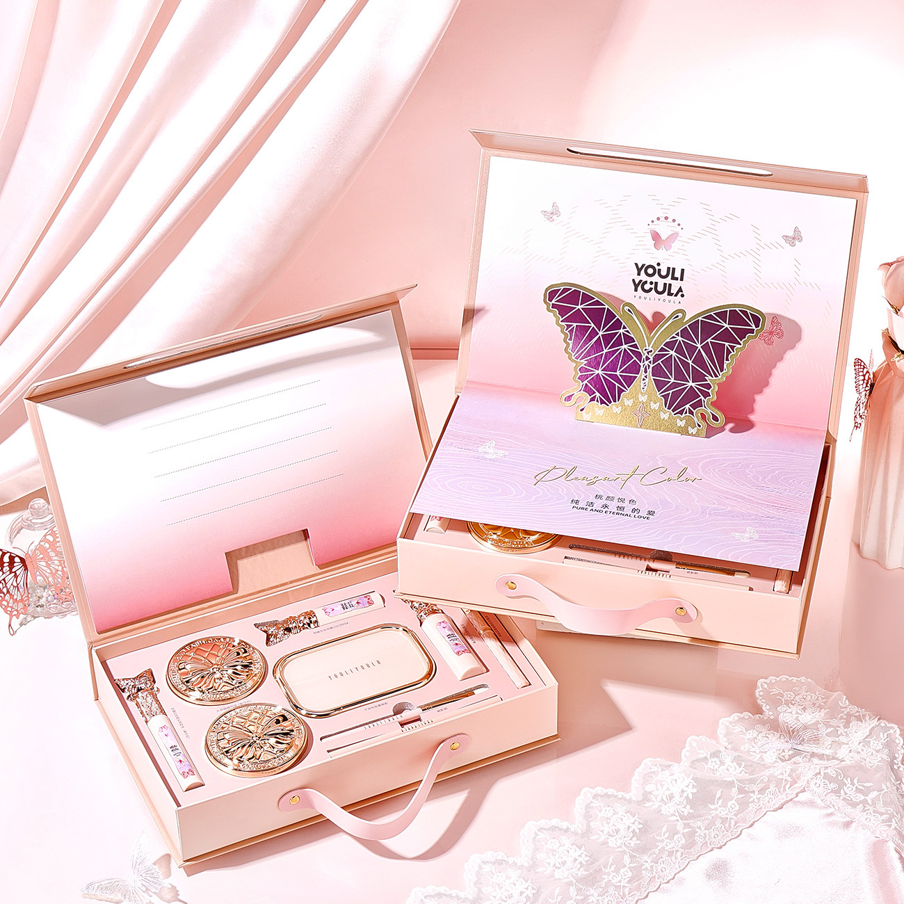 A Peach-toned Makeup Gift Set, Including Eyeshadow And Lipstick, Is Perfect As A Valentines Day O… – photo 4 of 5