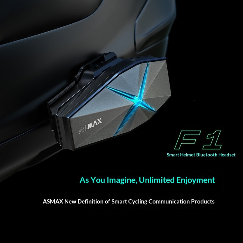 Motorcycle Helmet Bluetooth Headset ASMAX F1Pro Max Ink Black Built-in Communication System For R…