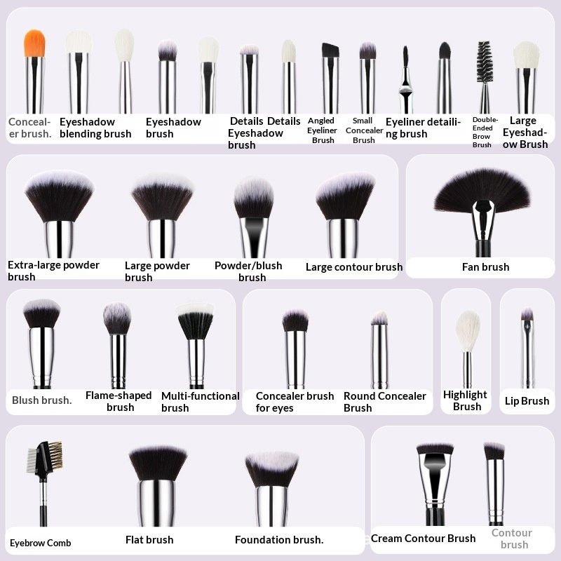 30-piece Black-and-silver Makeup Foundation Brush Set With Ultra-soft Bristles – photo 5 of 5