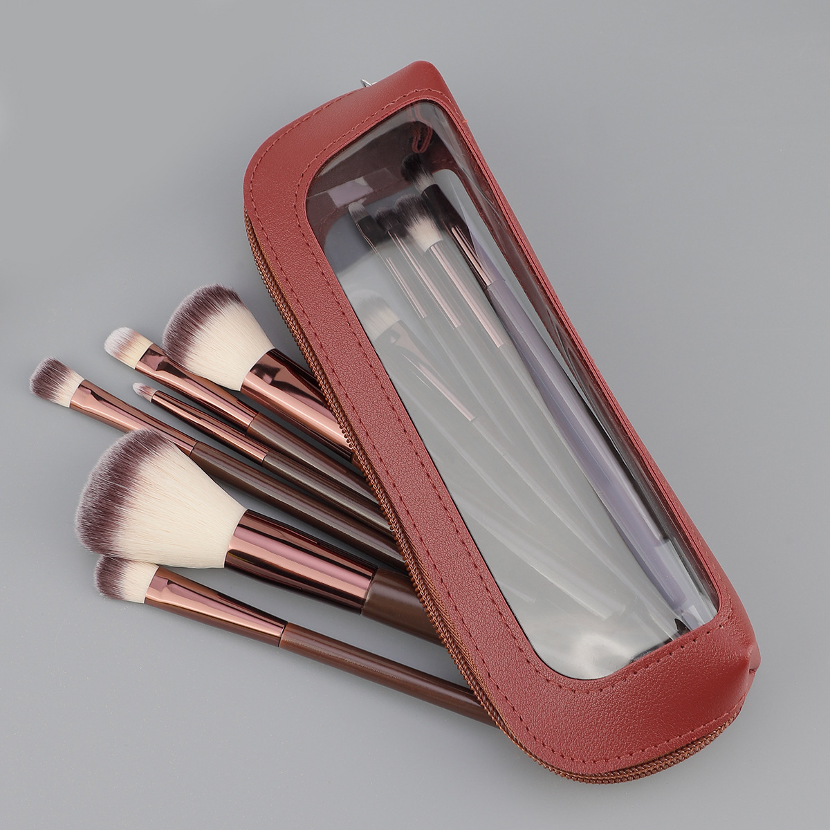 Brown Makeup Brush Set Synthetic Fibers – photo 2 of 5